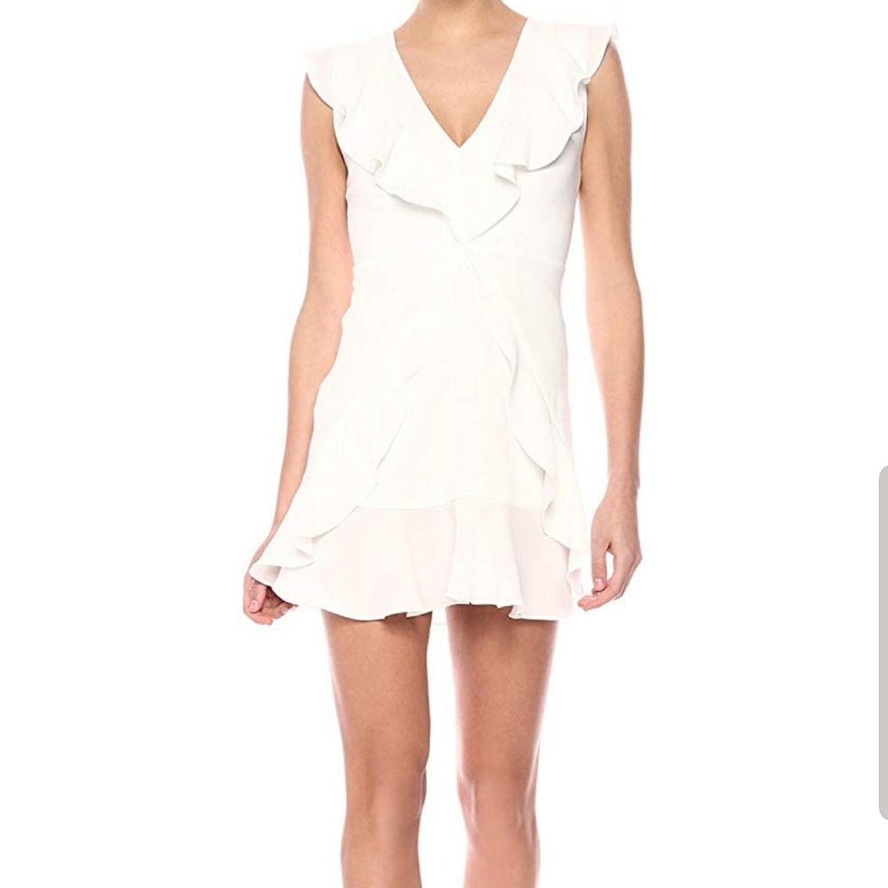 White BCBG Maxazria Ruffle Mini Dress